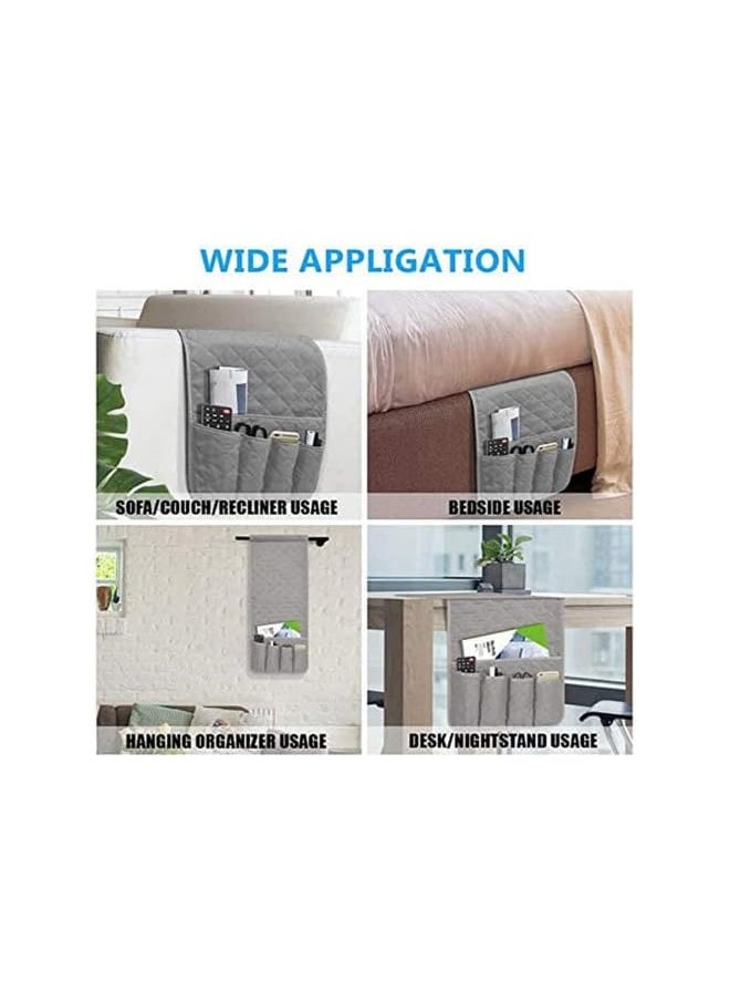 The Bros - Sofa Armrest Organizer With 5 Pockets And Cup Holder Tray Couch Armchair Hanging Storage Bag For TV Remote Control Cellphone - Image 1