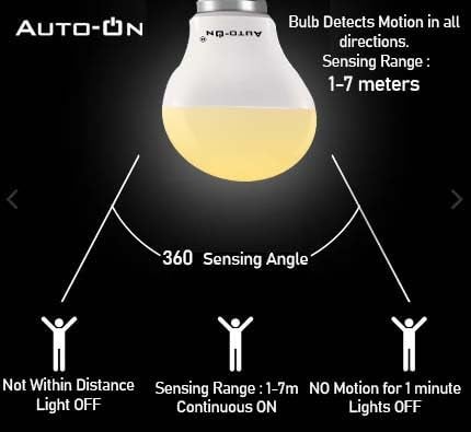 Auto-ON AutoON Motion Sensor LED Bulb With Screw Type E27 9W Automatic ONOFF Works both during DayNight Only Motion Sensong One Year Warranty Yellow Screw Pack of 4  - Image 5
