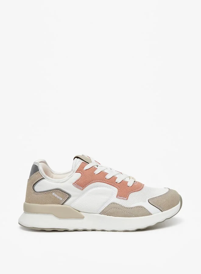 Flora Bella By Shoexpress Panelled Sneakers with Lace-Up Closure