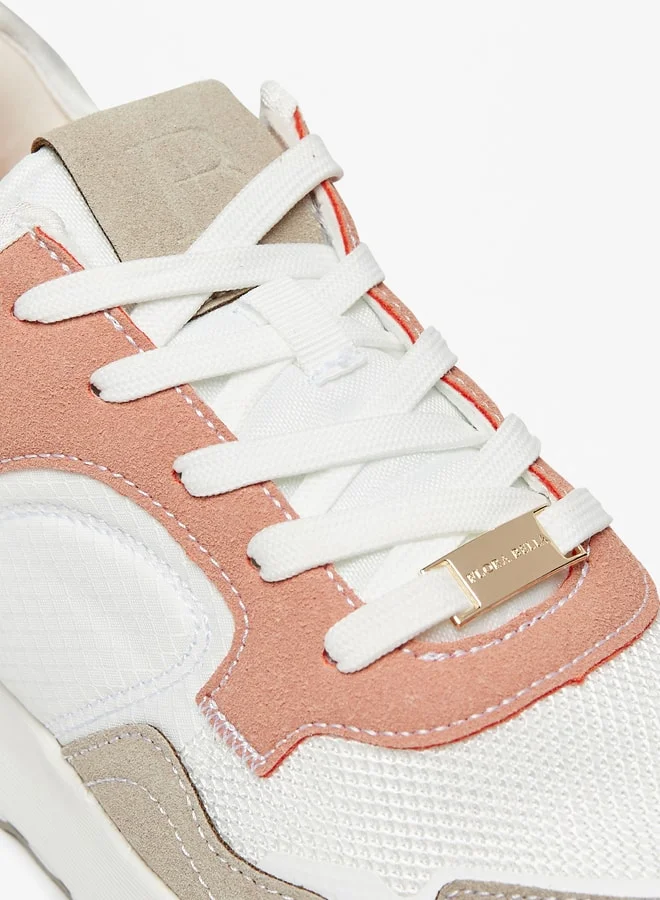 Flora Bella By Shoexpress Panelled Sneakers with Lace-Up Closure