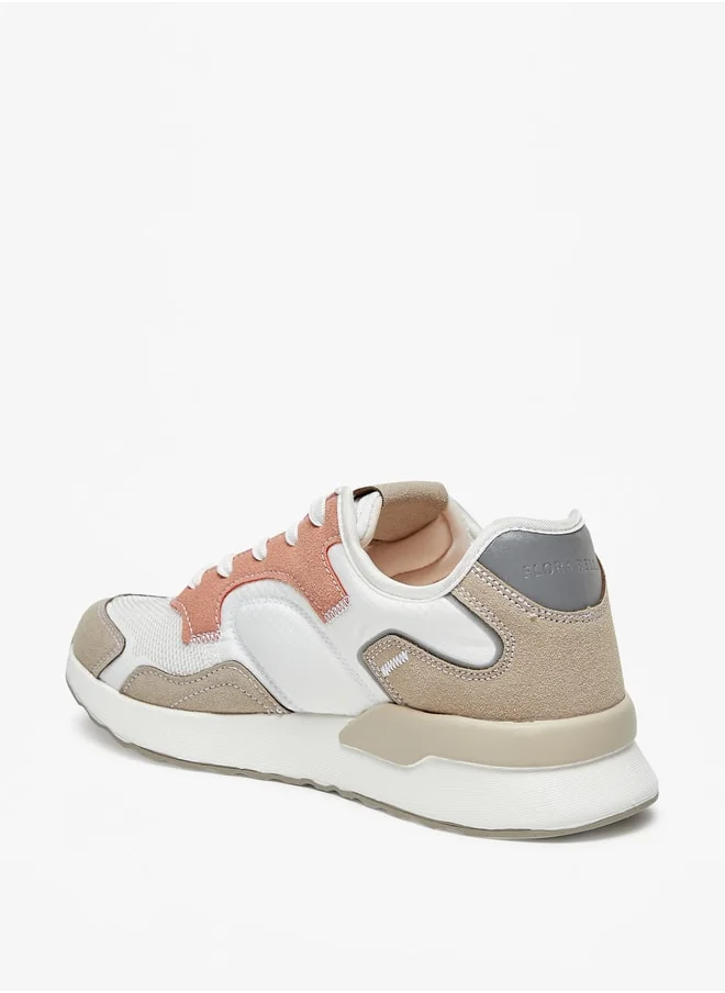 Flora Bella By Shoexpress Panelled Sneakers with Lace-Up Closure