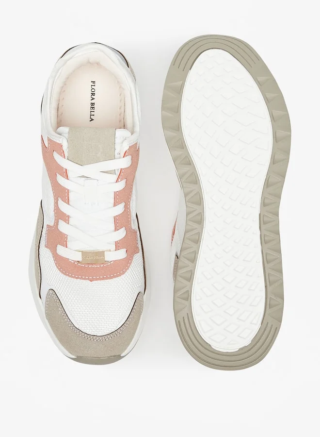 Flora Bella By Shoexpress Panelled Sneakers with Lace-Up Closure