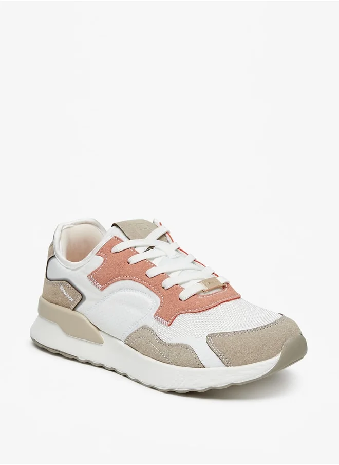 Flora Bella By Shoexpress Panelled Sneakers with Lace-Up Closure