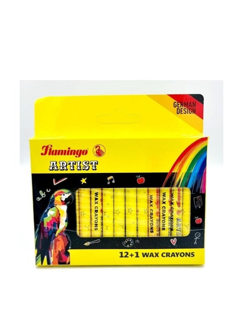 FLAMINGO ARTIST 12+1  WAX CRAYONS