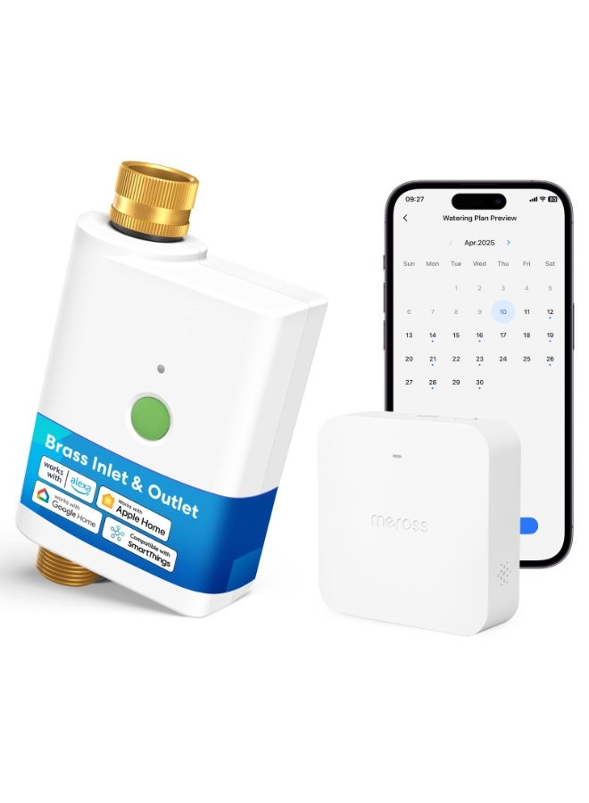 meross WiFi Water Timer for Garden Hose, Smart Hose Timer with Brass Inlet & Outet, WiFi Sprinkler Valve Work with Apple Homekit - Image 1