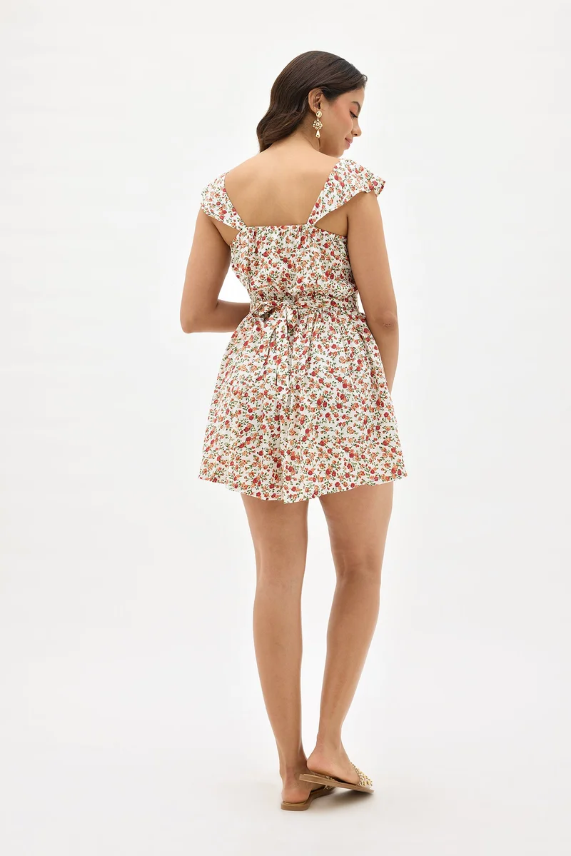 Virgio Viscose Floral Vacation Playsuit With Pockets for Women
