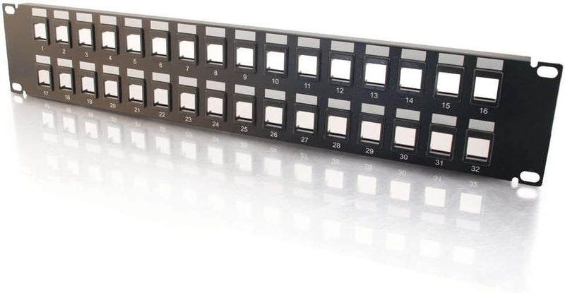 03860 32-Port Blank Keystone/Multimedia Patch Panel, Black