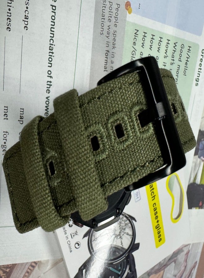 Lijinlan Canvas Band Fit for Amazfit T-rex 3 A2322, Men Stylish Replacement Cotton Strap Watchband Wristband for T-rex3 (ArmyGreen) - Image 5