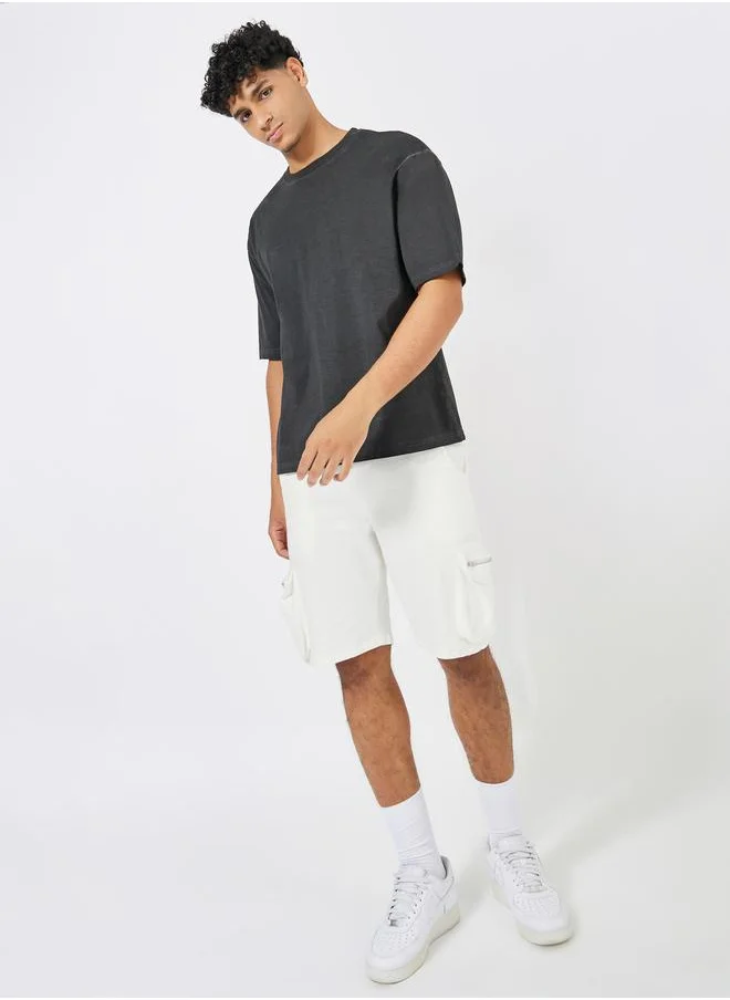 Styli Overdyed Washed Oversized T-Shirt with Minimal Back Print