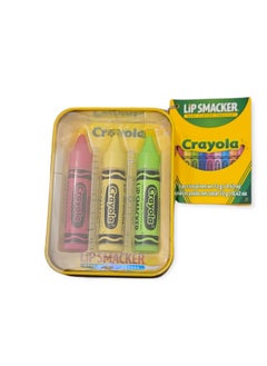 Lip Smacker Lip Smacker Crayola Crayon 3-Piece Lip Balm Tin - Moisturizing, Soothing Razzmatzz, Banana Mania, Granny Smith Apple 