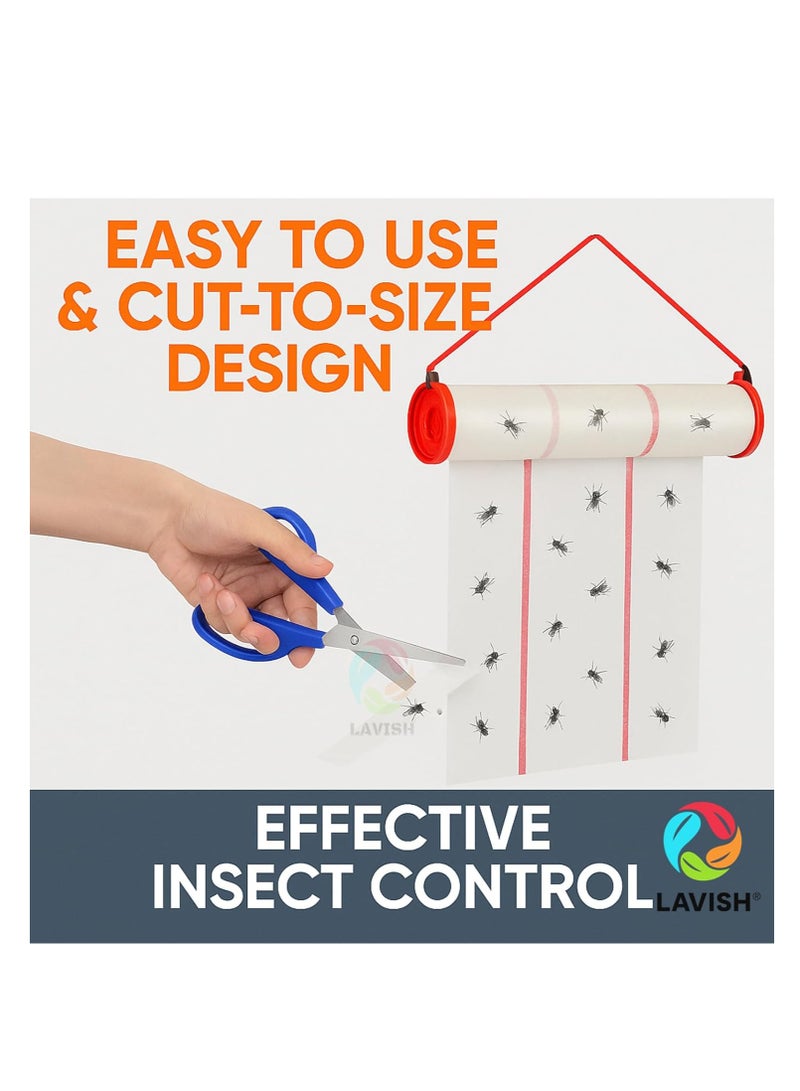 تراب إكسبرت لفافة مصيدة لاصقة للحشرات الطائرة، ١٠ سم × ٤ أمتار | مصيدة ذباب داخلية صديقة للبيئة | شرائط ورقية لاصقة للبعوض، والذباب الصغير، وذباب الفاكهة | مكافحة آمنة للآفات المنزلية بخطافات تعليق - Image 5