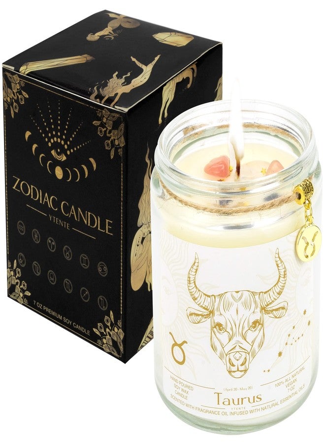 YTENTE Taurus Zodiac Sign Candle Gift, Zodiac Crystals Candle Jar,Astrology Lavender Scented Soy Stones Candles Best Friends Gifts for Women Men Sister Brother Funny Birthday Gift… - Image 1