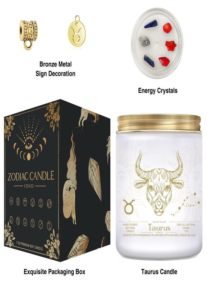 YTENTE Taurus Zodiac Sign Candle Gift, Zodiac Crystals Candle Jar,Astrology Lavender Scented Soy Stones Candles Best Friends Gifts for Women Men Sister Brother Funny Birthday Gift… - Image 2