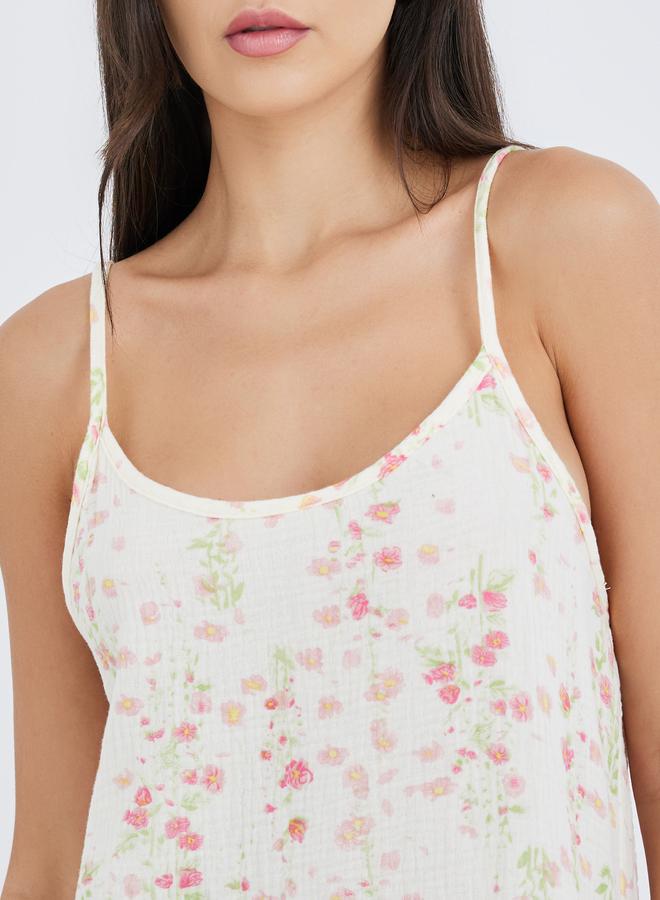 ستايلي فستان ستيلي قطن شاش بطبعة زهور صغيرة - Image 3