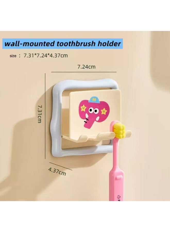 This is a toothbrush holder that can hold two toothbrushes. Just stick the adhesive tape on the back to the bathroom wall and it's ready for use. It's very convenient for storing toothbrushes. There is a cute elephant pattern on it.