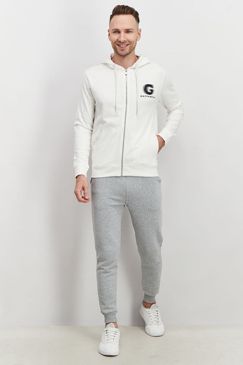 Gazzarrini Men Hooded Long Sleeve Sweatshirt, White - Image 3