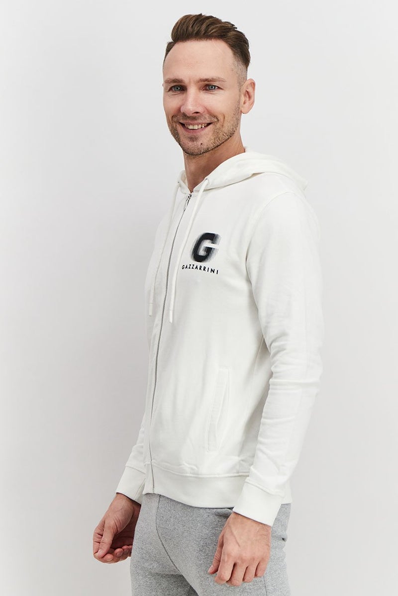 Gazzarrini Men Hooded Long Sleeve Sweatshirt, White - Image 4