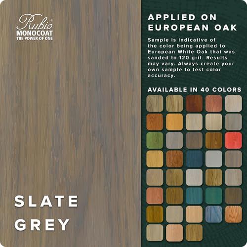 Rubio Monocoat Wood Stain & Finish 175 ft² - Slate Grey | Oil Plus 2C | Quick-Dry, Eco-Friendly Linseed Wood Oil for Indoor Use, Includes Accelerator (Part B) | Protector | 350 ml - Image 2