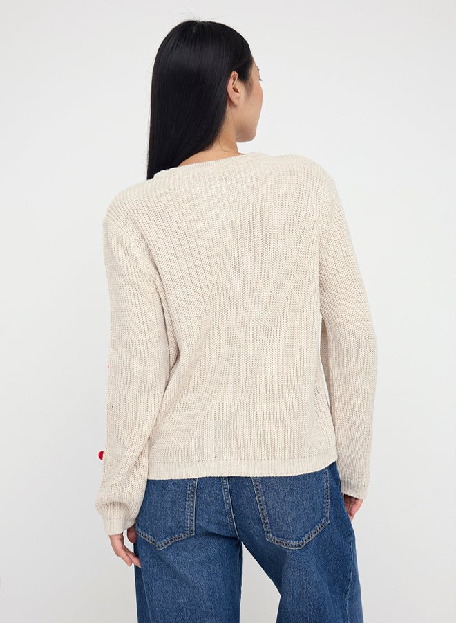 trendyol Teen Stone Fruit Embroidered Soft Textured Knitwear Cardigan - Image 4