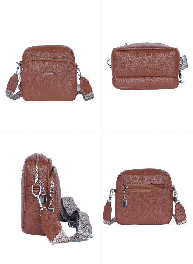 SANTORINI Small crossbody sling bag for women | Classic Crossbody slings for girls (Brown) - Image 3