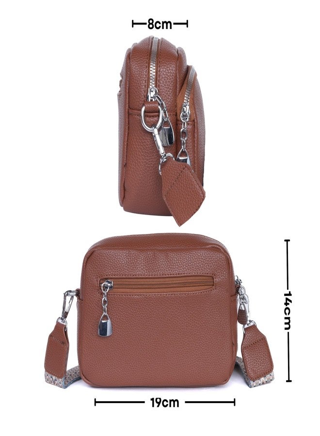 SANTORINI Small crossbody sling bag for women | Classic Crossbody slings for girls (Brown) - Image 2