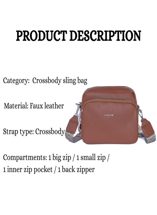 SANTORINI Small crossbody sling bag for women | Classic Crossbody slings for girls (Brown) - Image 5
