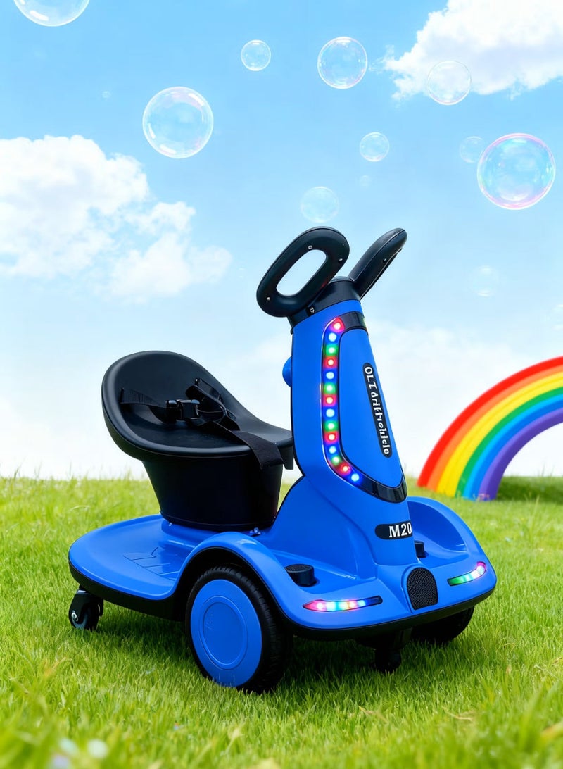 Multi-function Electric Scooter for Children, Four-Wheel Electric Scooter with Double Drive, Music and Light, UK Plug, Electric Scooter for 1-7 Years Kids Boys Girls - Image 1