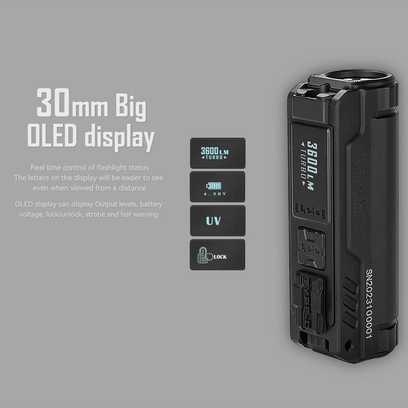 IMALENT BL50 EDC Flashlight with 365nm UV LED, XHP50.3 HI LED, 3600 Lumens, Rechargeable Flashlight, Professional Powerful LED Flashlight for Outdoor, Emergency and Daily Life Use (cement grey) - Image 4