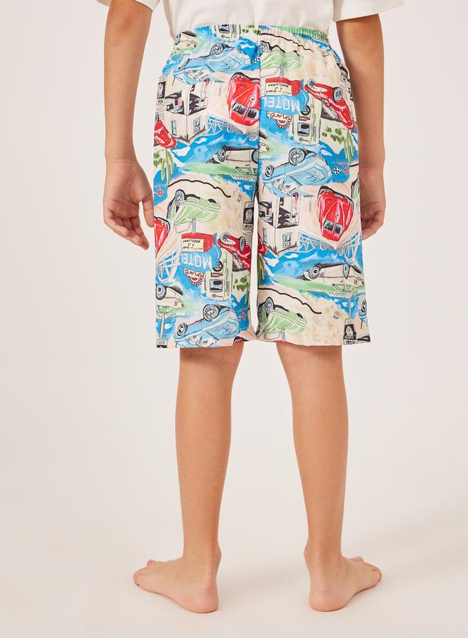Styli Styli Graphic Print Elastic Waist Swim Shorts  - Image 4