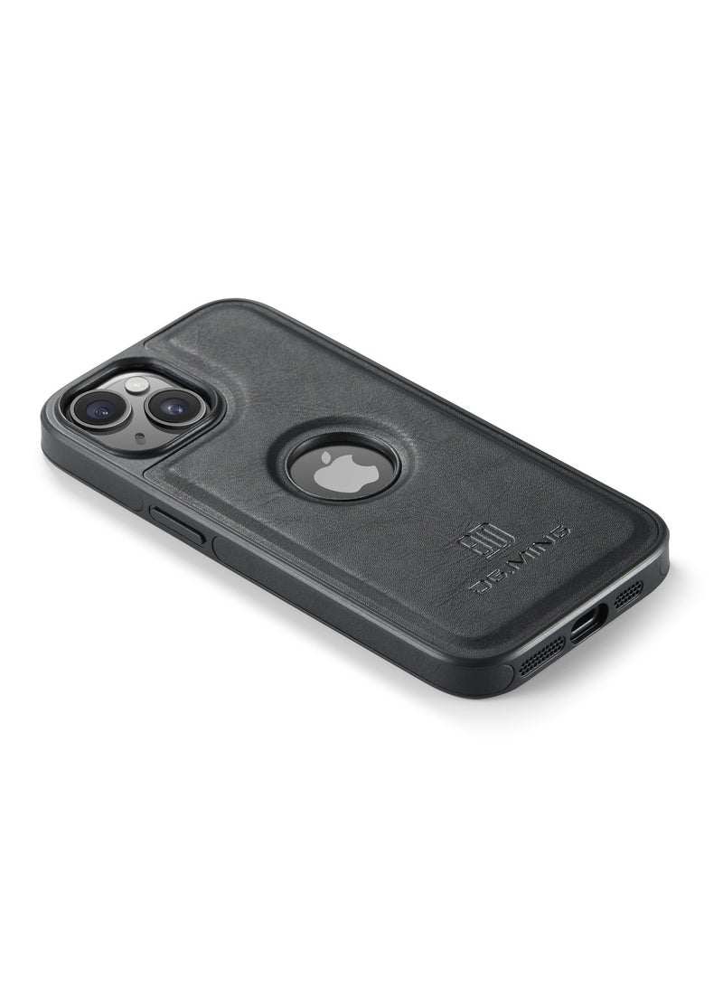 DGMING Case Cover Premium Leather Back with Logo CutOut Shockproof Compatible with Iphone 13   (Black)  - Image 3