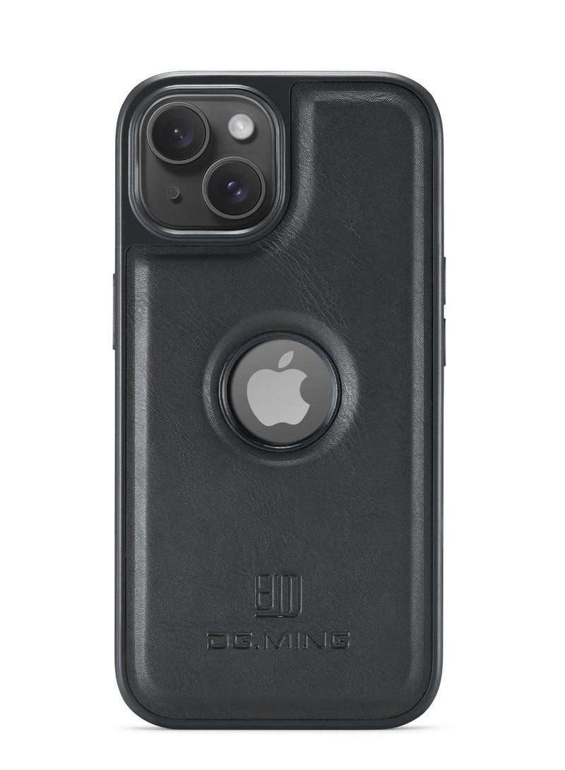 DGMING Case Cover Premium Leather Back with Logo CutOut Shockproof Compatible with Iphone 13   (Black)  - Image 2