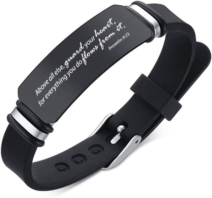 VNOX Religious Inspirational Bible Quote Personalized Silicone Watch Bands Bracelet Adjustable Motivational Encouragement ID Bracelets for Men Boys Son - Image 1