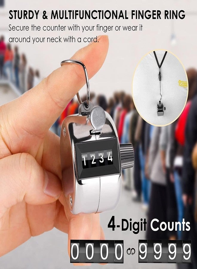 LABART Metal Handheld Tally Counter 4-Digit Number Count Clicker Counter, Hand Mechanical Counters Clickers Pitch Counter for Coaching, Chatting, Knitting, People, Lap, Fishing & Many More Pack of 4 - Image 4