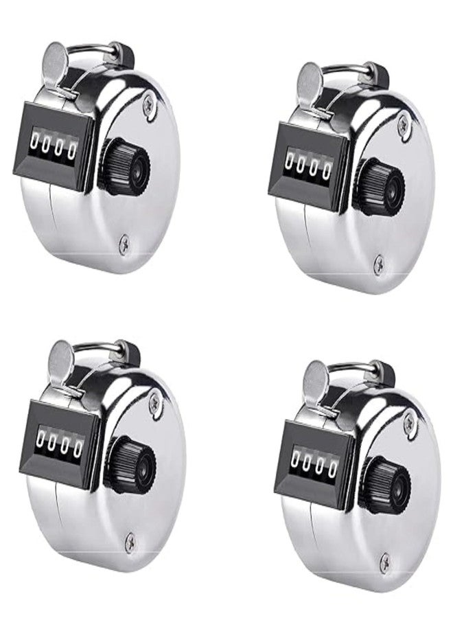 LABART Metal Handheld Tally Counter 4-Digit Number Count Clicker Counter, Hand Mechanical Counters Clickers Pitch Counter for Coaching, Chatting, Knitting, People, Lap, Fishing & Many More Pack of 4 - Image 1