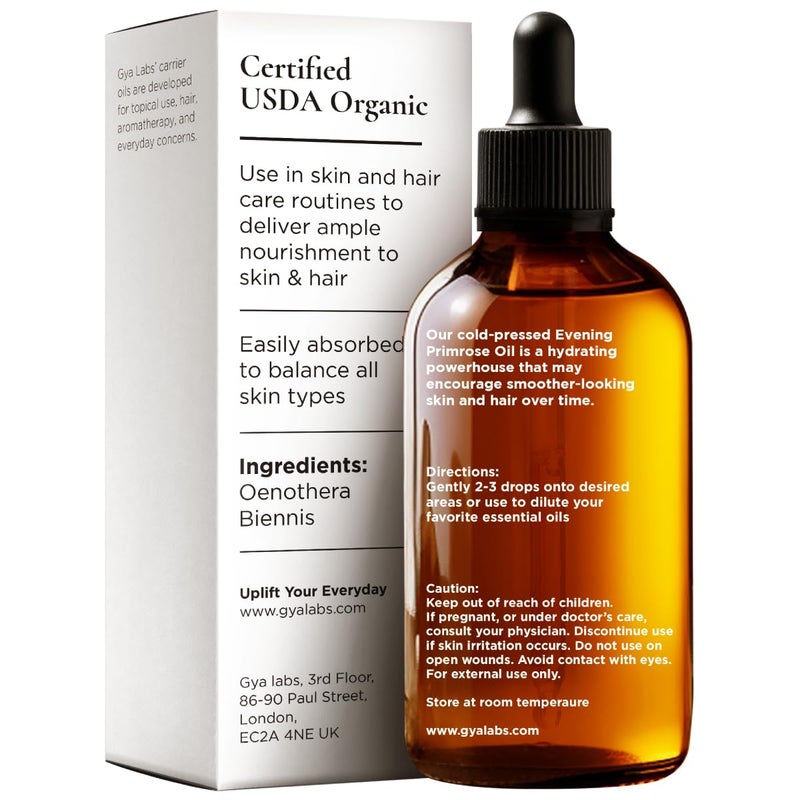 Gya Labs USDA Organic Evening Primrose Oil - 3.4 Fl Oz - Carrier Oil for Hair, Skin, Face, Scalp & Body Massage - Image 2