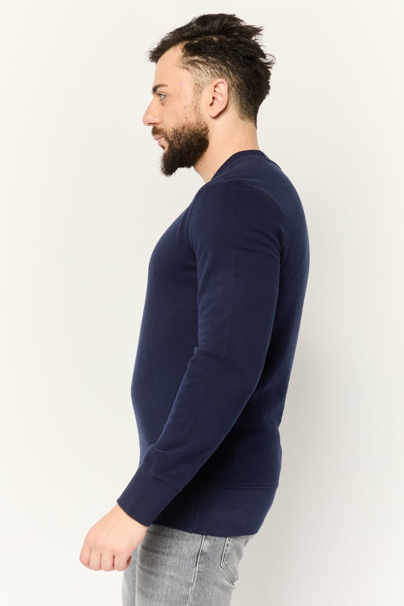 American Eagle Men Crew Neck Embroidered Logo Long Sleeves Sweatshirt, Dark Navy  - Image 3