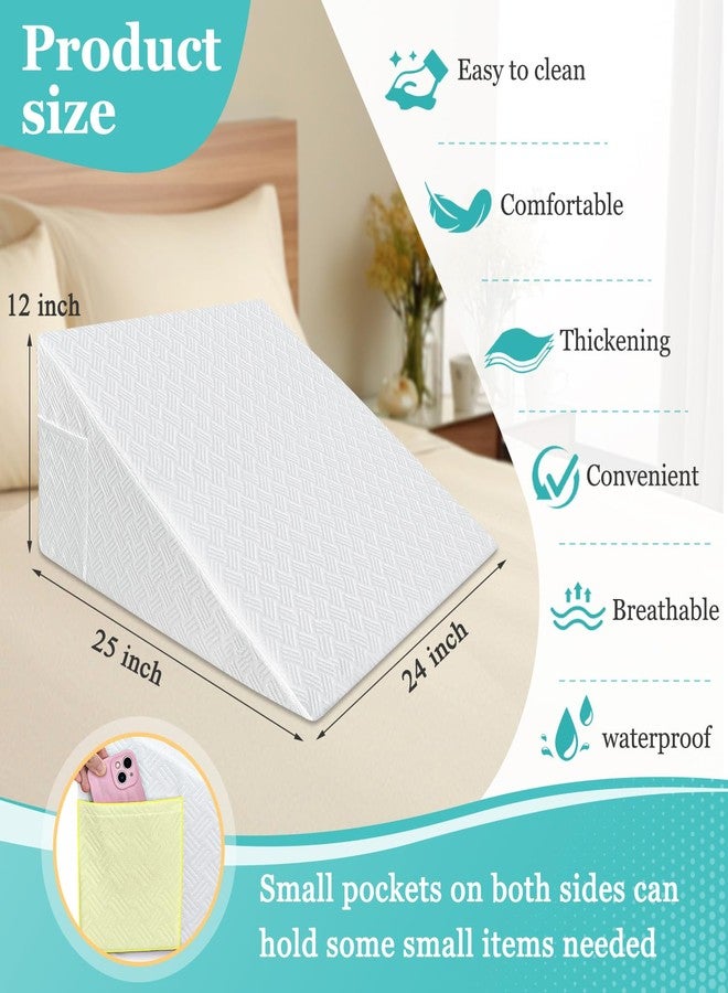 Mistuki Wedge Pillow Case Cover 25x24x12 Bed Wedge Pillowcase Triangle Incline Wedge Pillow Covers for Sleeping Waterproof Pillow Cases Protector with Zipper & Pocket (Waterproof Cover Only) - Image 2