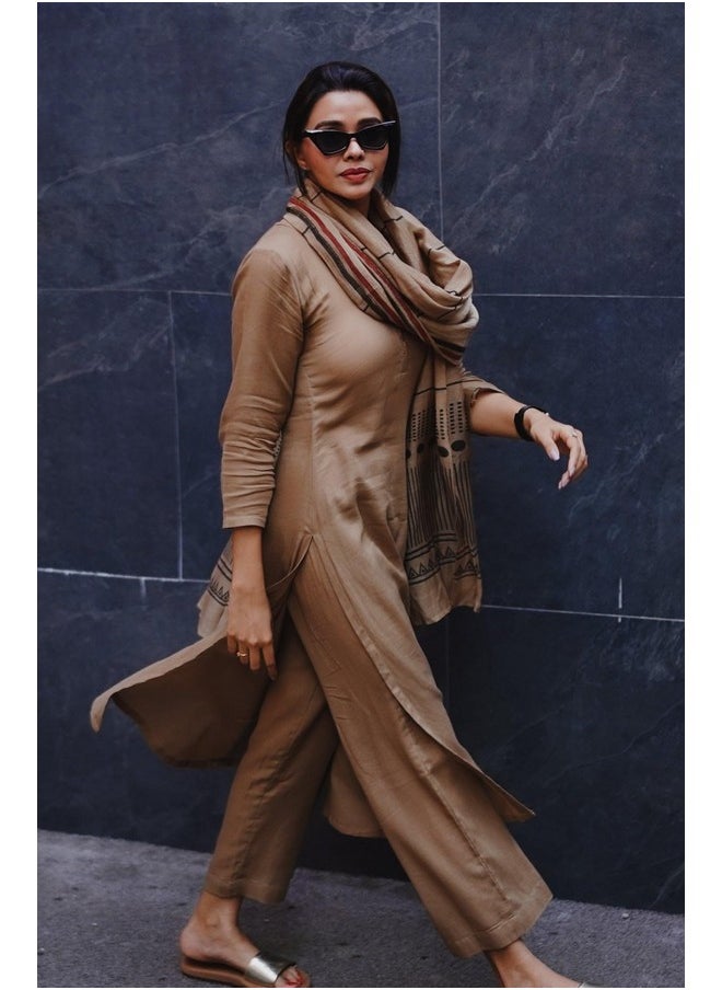 ANNI DESIGNER ANNI DESIGNER Women's Rayon Blend Straight Solid Kurta with Pant & Dupatta (Raja Saab Beige_XL_Beige_X-Large)  - Image 4