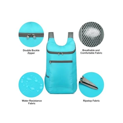 SIPYTOPF Foldable Backpack20L Lightweight waterresistant Travel Hiking Backpack for Outdoor Sports Camping Daypack Bag Lake blue - Image 3