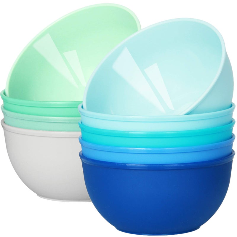 Youngever 9 Pack 10 Ounce Plastic Bowls  Kids Plastic Bowls  Set of 9 (9 Coastal Colors) - Image 2