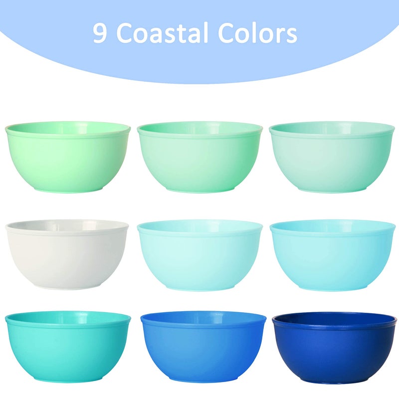 Youngever 9 Pack 10 Ounce Plastic Bowls  Kids Plastic Bowls  Set of 9 (9 Coastal Colors) - Image 5