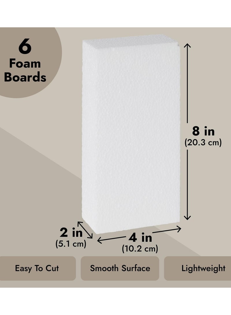 CRAFT MAGIC 6-Pack Rectangle Styrofoam Blocks for Arts and Crafts, Lightweight DIY Modelling Foam (8 x 4 x 2 inch) - Image 2