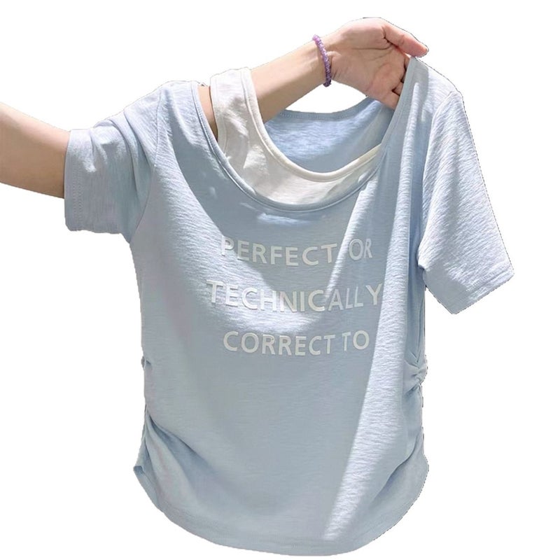 Women's Asymmetric Neck Slim Fit Short Sleeve T-Shirt - Image 5