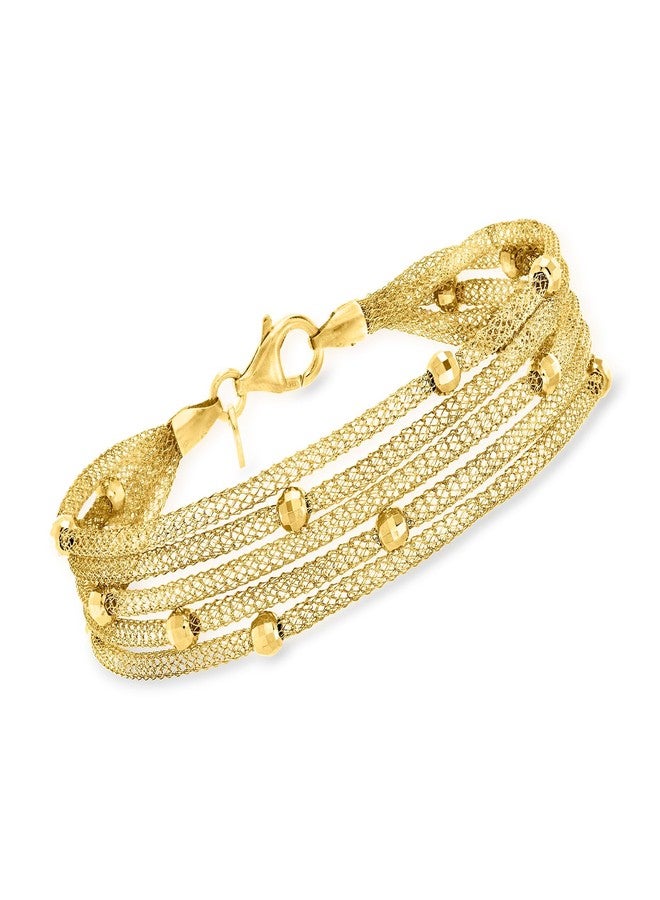 Ross-Simons Italian 18kt Gold Over Sterling Multi-Strand Mesh Bracelet. 7 inches - Image 1