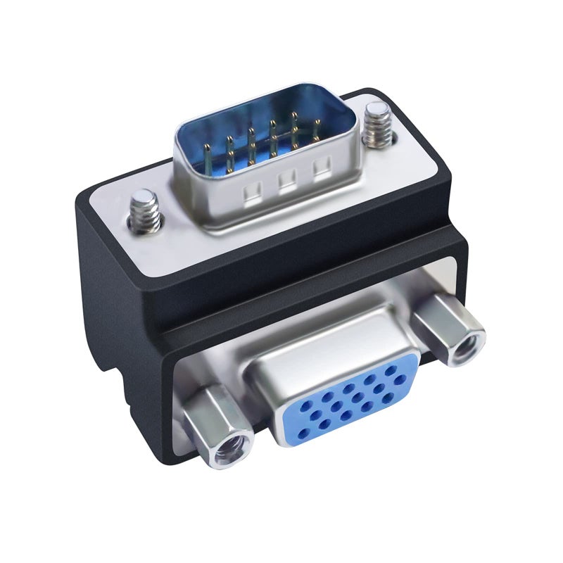 DTECH 90 Degree VGA Right Angle Adapter 15 Pin Male to Female Extension Converter Coupler - Image 1