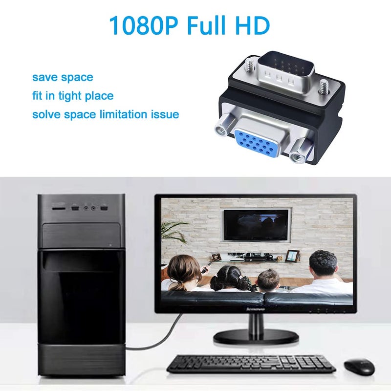 DTECH 90 Degree VGA Right Angle Adapter 15 Pin Male to Female Extension Converter Coupler - Image 5