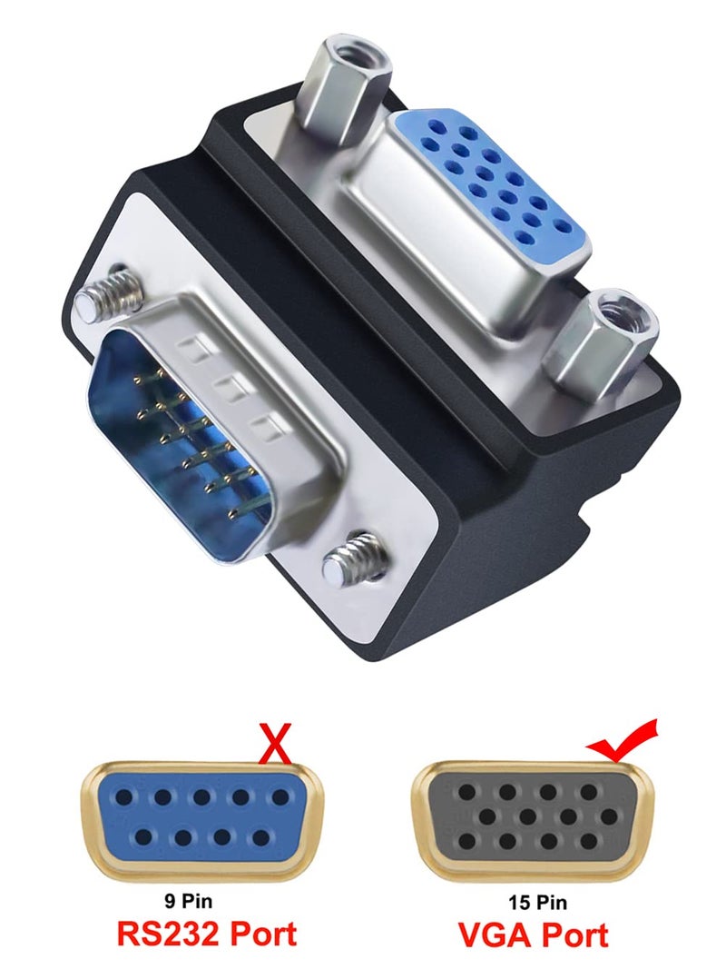 DTECH 90 Degree VGA Right Angle Adapter 15 Pin Male to Female Extension Converter Coupler - Image 4