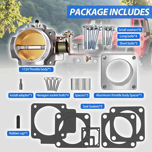 WEST ORGIN 1724 62mm Throttle Body for High Flow Power Plus Series with a Complete Throttle Body Spacer Replacement for BBK,Compatible With Jeep 4.0L 1991-2003 and Just for Cherokee 1998-2001 4.0L - Image 5