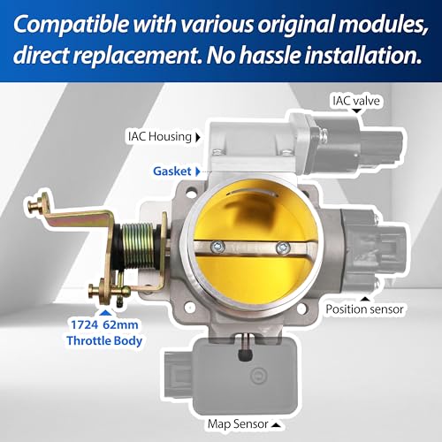 WEST ORGIN 1724 62mm Throttle Body for High Flow Power Plus Series with a Complete Throttle Body Spacer Replacement for BBK,Compatible With Jeep 4.0L 1991-2003 and Just for Cherokee 1998-2001 4.0L - Image 2