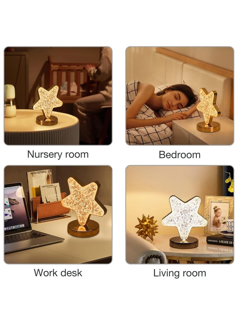 Diamond Star Decoration Table Lamp Night Light with Three Color and Dimming Feature Ambient Light Creative Table Suitable for Bedside Night Light and Bedroom and Living Room - Image 5